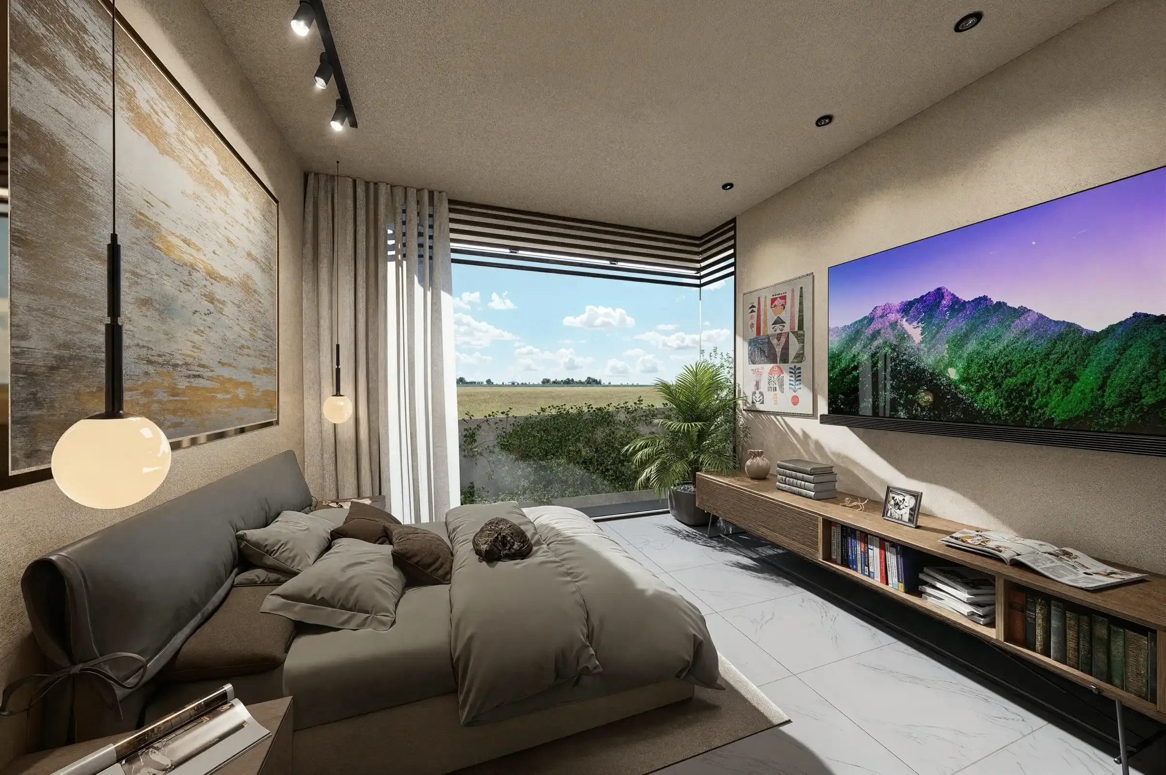 Ventanas piso techo en planta alta.